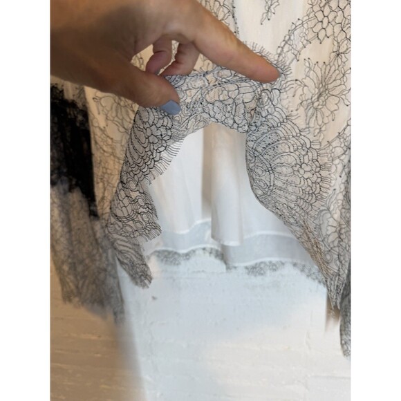 Fairy Whimsigoth Romantic Nanette Lepore Sheer Lace Overlay Bell Sleeve Blouse M - Picture 3 of 9